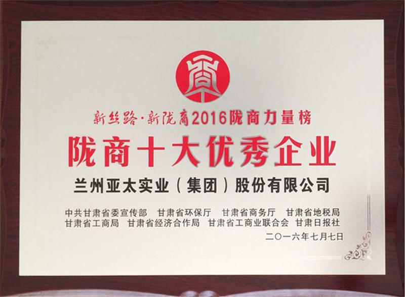 兰州6165金沙总站集团荣获“陇商十大优秀企业”称号